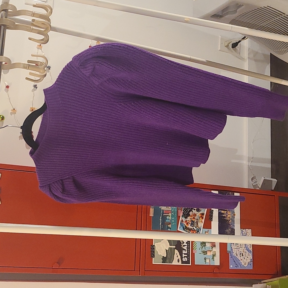 SANDRO violet puffy sweater size S (1)